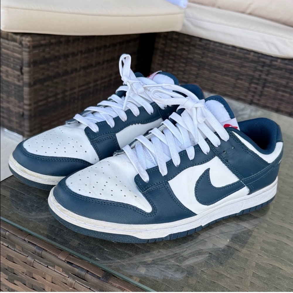 Nike Dunk Low-style White and Navy Sneakers
